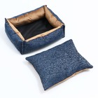 Лежанка под замшу с двусторонней подушкой,  45 х  35 х  11 см, мебельная ткань, микс цветов - фото 6299471