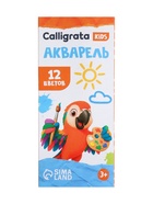Акварель Calligrata, 12 цветов, без кисти, картон, МИКС - Фото 3