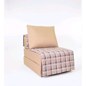 Кресло - кровать «Харви» с накидкой - матрасиком, размер 75 х 100 см, цвет песочный, принт квадро, рогожка