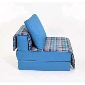 Кресло - кровать «Харви» с накидкой - матрасиком, размер 75 х 100 см, цвет синий, принт квадро, рогожка, велюр