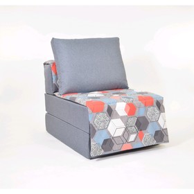 Кресло - кровать «Харви» с накидкой - матрасиком, размер 75 х 100 см, цвет серый, принт геометрия, рогожка