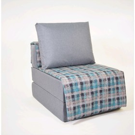Кресло - кровать «Харви» с накидкой - матрасиком, размер 75 х 100 см, цвет серый, принт квадро, рогожка, велюр