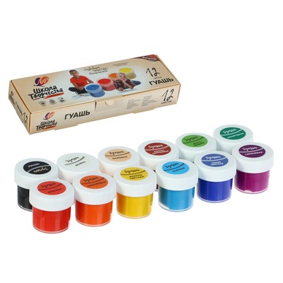 Гуашь 12 цветов × 20 мл «Школа творчества»