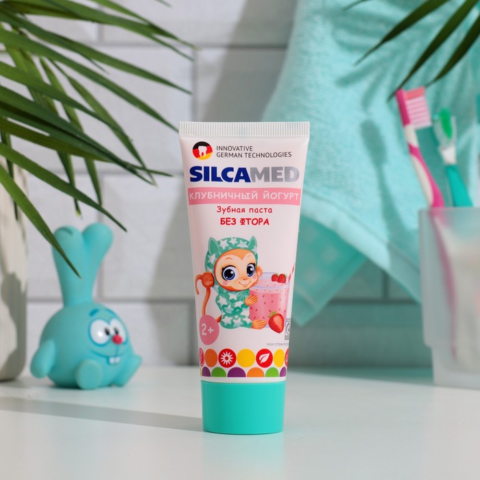 Зубная паста Silcamed  детская клубничный йогурт 65 г - Фото 1