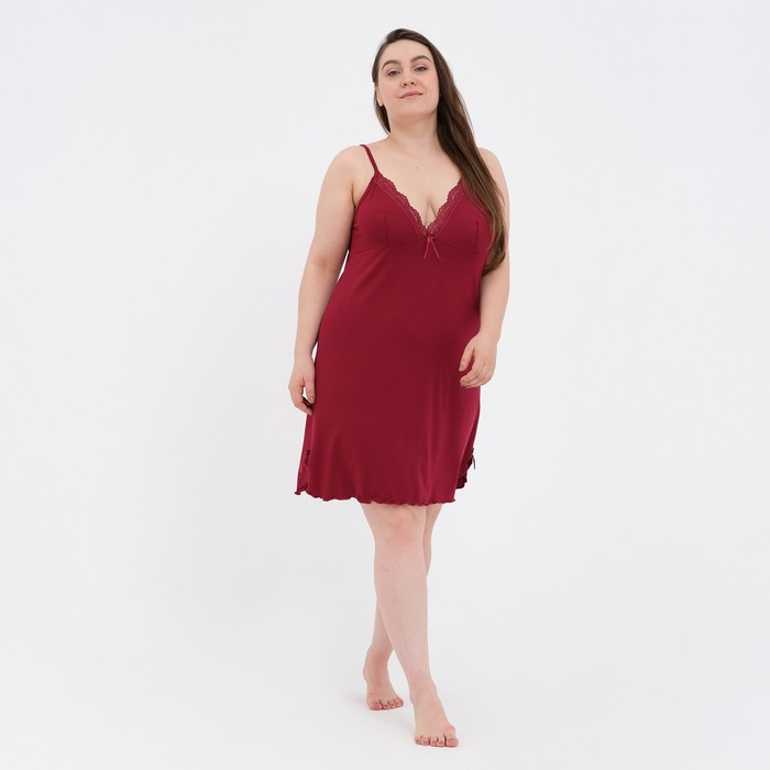 Ночная сорочка женская, цвет бордовый, размер 50 - Фото 1
