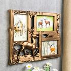 Фоторамка пластик на 3 фото 10х15 см "Лесной олень" тёмное золото 28х36,5х3 см - фото 21072089