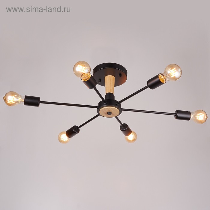 Люстра 80008/9 6×40 Вт Е27 черный/коричневый 81×71×28 см - Фото 1