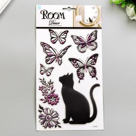 3D Наклейки Room Decor "Кошечка с бабочками" 25х16 см 5046368