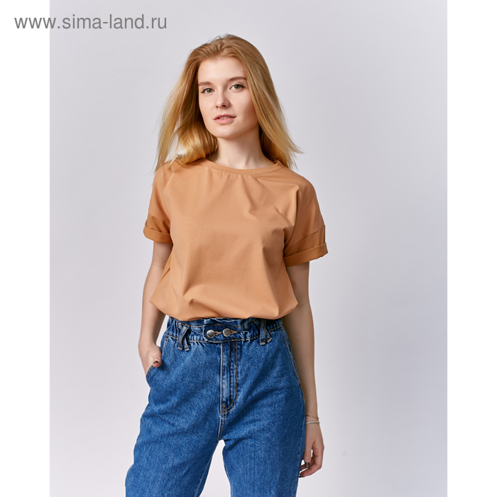 Футболка женская MINAKU OVERSIZE FIT: цвет рыжий, р-р 42 - Фото 1