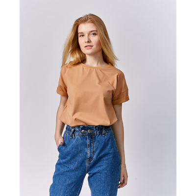 Футболка женская MINAKU: Basic line, рыжая, размер 48