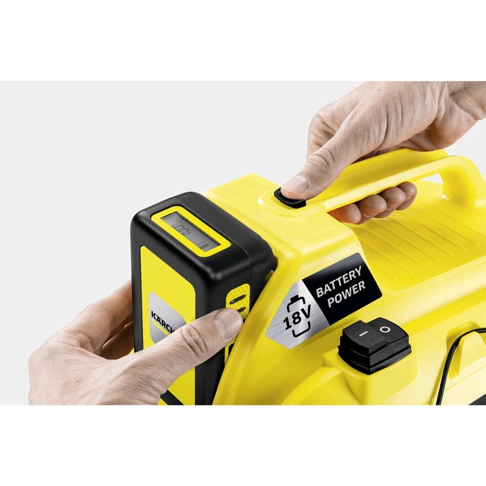 Пылесос Karcher WD1 Compact Battery, беспроводной, 230 Вт, 7 л, шланг 1.2 м, чёрно-жёлтый - фото 51319144