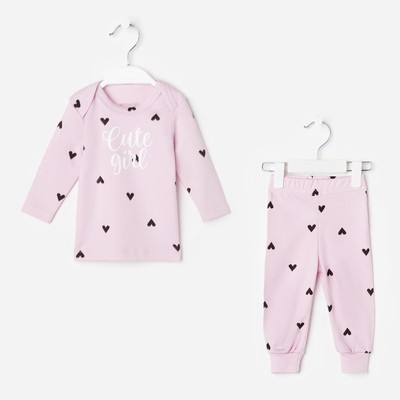 Комплект: джемпер, брюки Крошка Я "Cute", розовый, рост 74-80 см