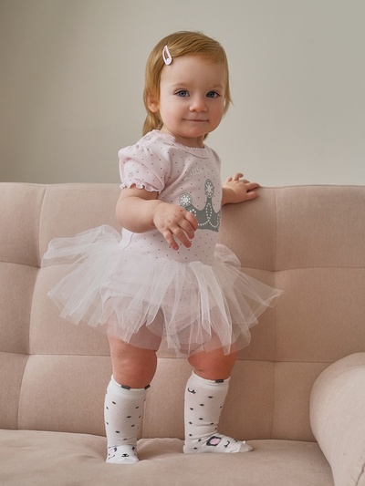 Боди для девочки с юбкой «Крошка Я» Princess, розовое, рост 74-80 см