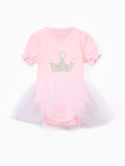 Боди для девочки с юбкой «Крошка Я» Princess, розовое, рост 74-80 см