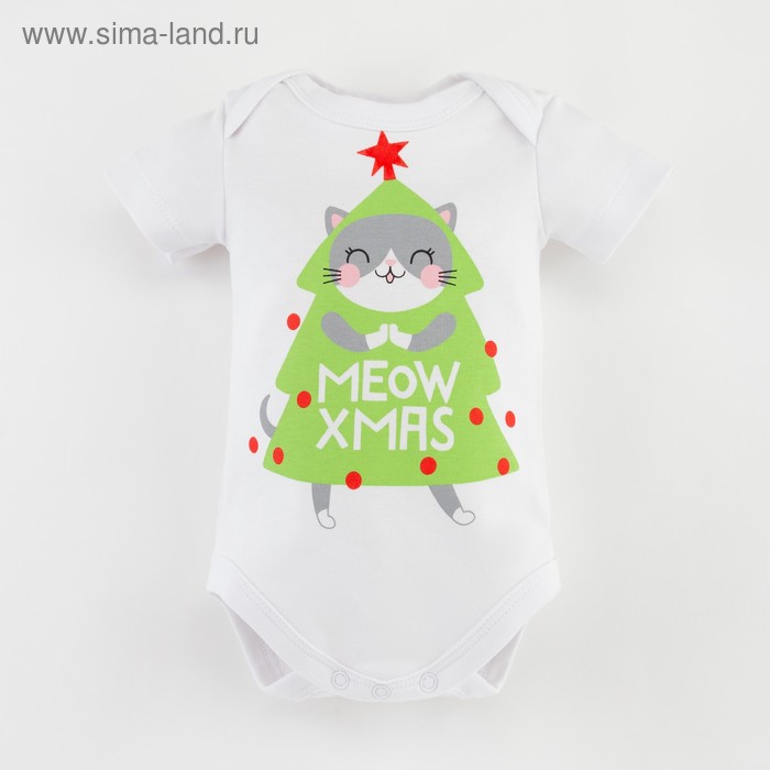 Боди детское «Крошка Я» Winter party, рост 62-68 см, белое - Фото 1