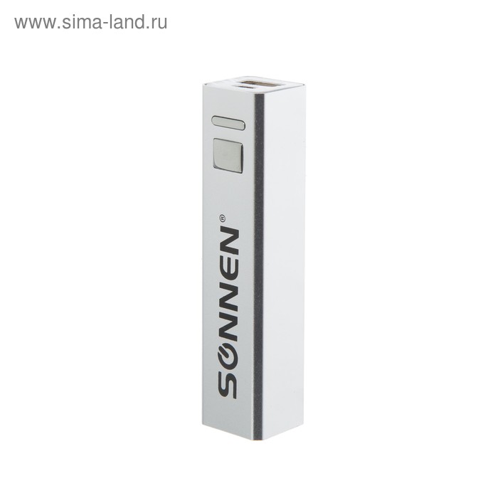 Внешний аккумулятор SONNEN V61С, 2600 мАч, 1хUSB, 1 А, Li-Ion, алюм. корпус, серебристый - Фото 1