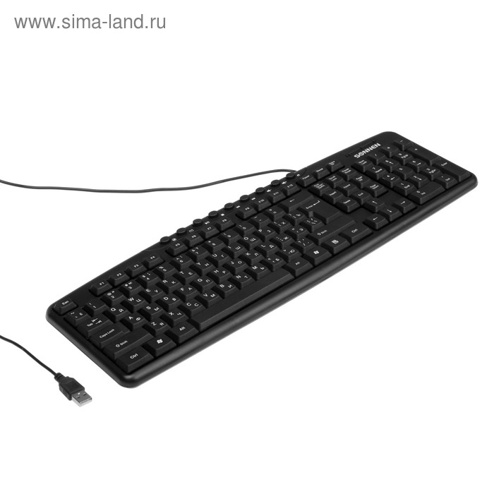 Клавиатура SONNEN KB-8137, проводная, мембранная, 116 клавиш, USB, черная - Фото 1