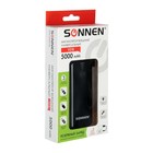 Внешний аккумулятор SONNEN V218, 5000 мАч, 1хUSB, 2 А, Li-Ion, фонарик, черный - Фото 4