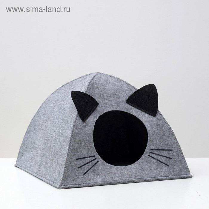 Домик для животных «Палатка ушастая», 38×28×38 см, войлок, серый