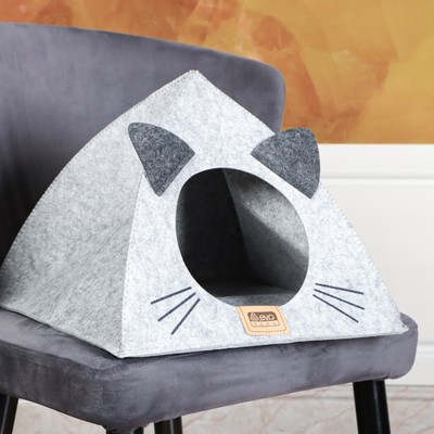 Домик для животных «Палатка ушастая», 38×28×38 см, войлок, серый