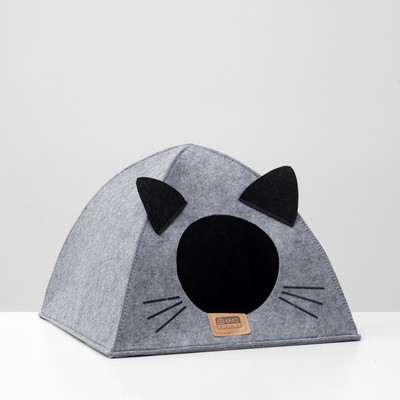 Домик для животных «Палатка ушастая», 38×28×38 см, войлок, серый