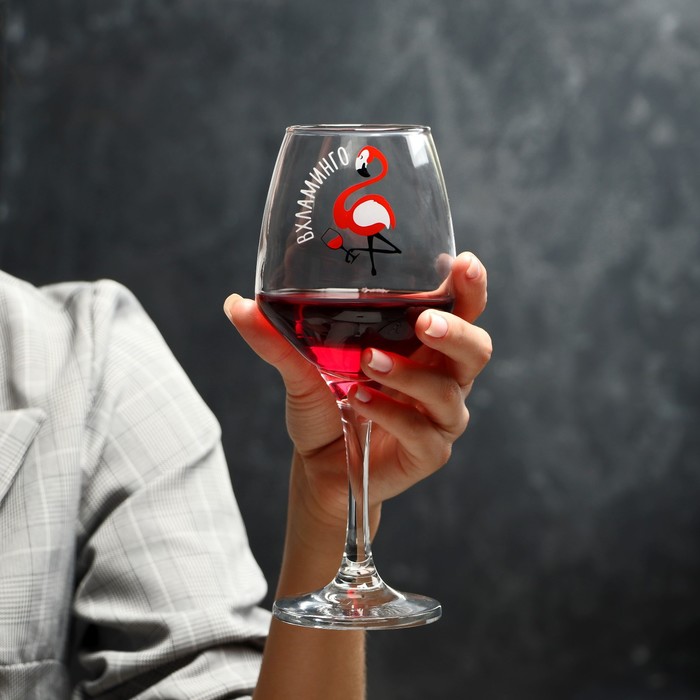 Бокал для вина «Вхламинго» 350 мл, тип нанесения рисунка: деколь - Фото 1