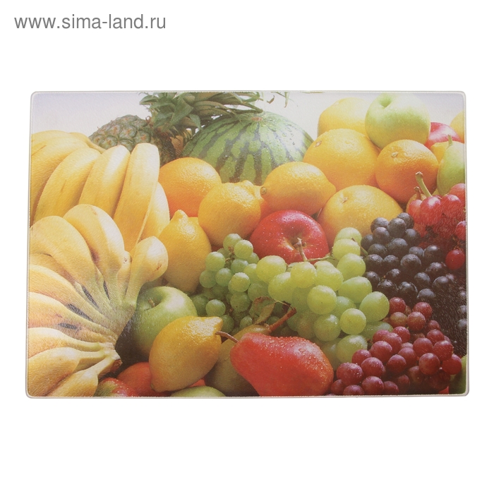 Доска разделочная стеклянная Доляна «Фруктовый салат», 35×25 см - Фото 1