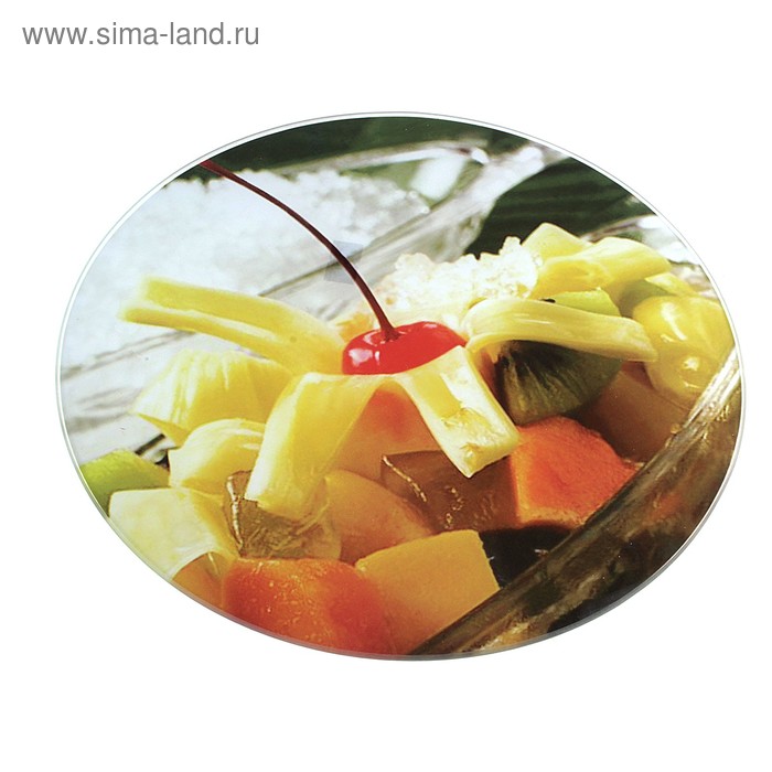Доска разделочная стеклянная круглая «Фруктовое канапе», d=25 см - Фото 1