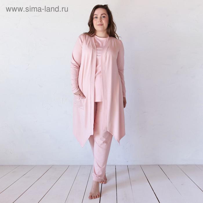 Халат женский MINAKU: Mint & Chocolate цвет пудра, р-р 54 - Фото 1