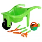 Набор игрушек для сада детский, 5 предметов: тачка, совок, грабельки, секатор, лейка - Фото 1