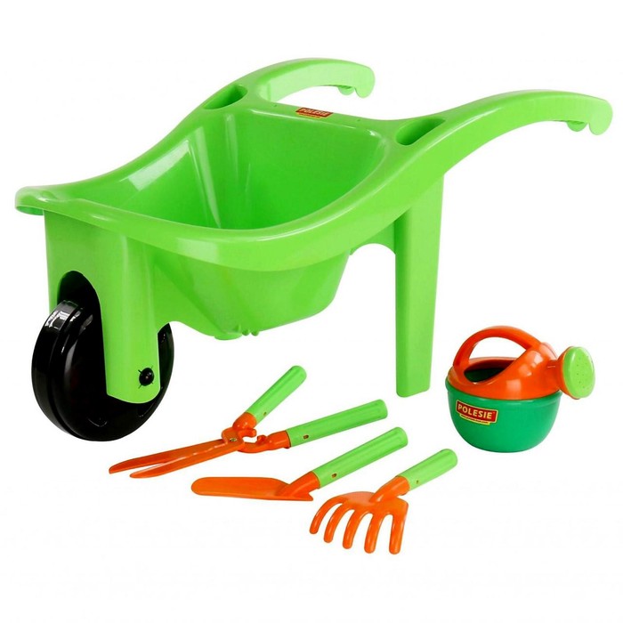 Набор игрушек для сада детский, 5 предметов: тачка, совок, грабельки, секатор, лейка - Фото 1