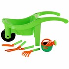 Набор игрушек для сада детский, 5 предметов: тачка, совок, грабельки, секатор, лейка - Фото 2