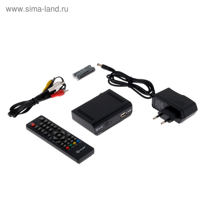 Приставка для цифрового ТВ D-COLOR DC700HD Plus, FullHD, DVB-T2, HDMI, RCA, USB, черная - Фото 1