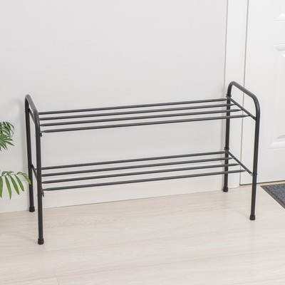 Подставка для обуви, 2 яруса, 82.5×32×48.5 см, чёрная