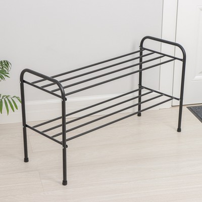 Подставка для обуви, 2 яруса, 82.5×32×48.5 см, чёрная