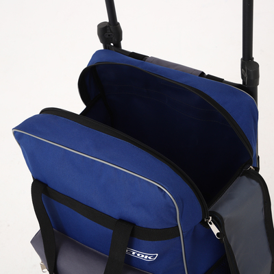 Сумка-тележка хозяйственная на молнии, 2 наружных кармана, цвет синий/серый