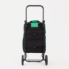 Сумка-тележка хозяйственная на молнии, 2 наружных кармана, цвет чёрный/зелёный - фото 21073456