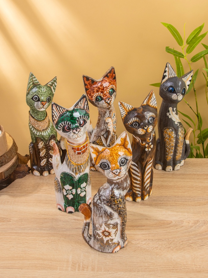 Сувенир «Кошка в ошейнике», 10×4×30 см, дерево, МИКС - Фото 1