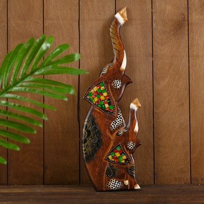 Панно «Слон и слоник», 16×1×50 см, дерево