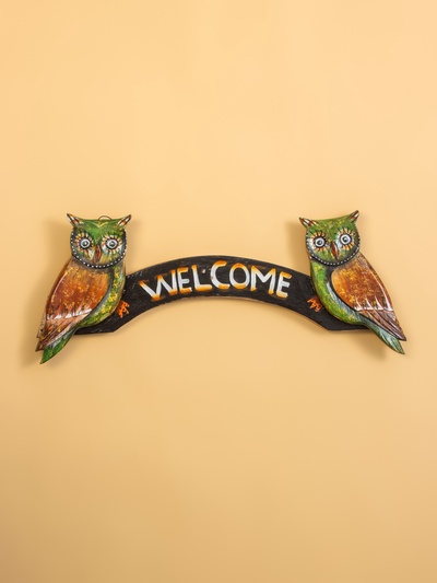 Панно «Совушки welcome», 50×4×20 см, дерево