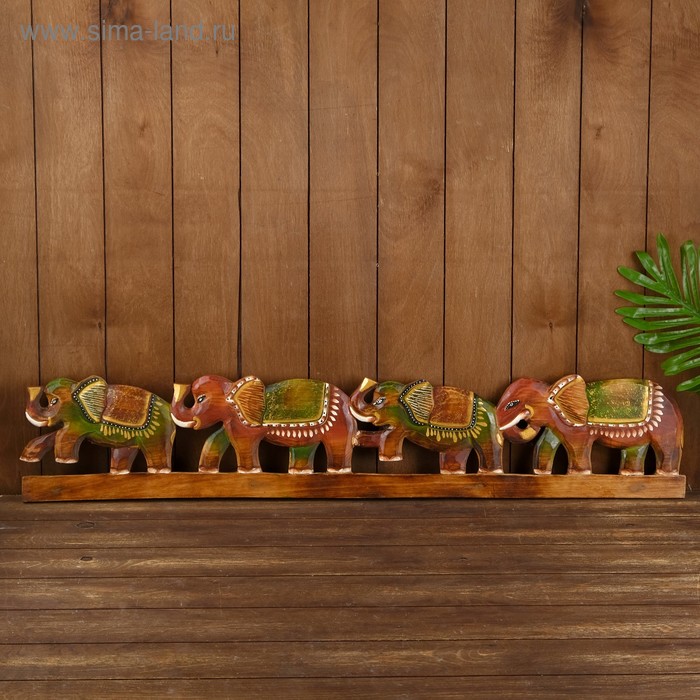 Панно "Четыре слона" дерево 100х1,5х17 см - Фото 1