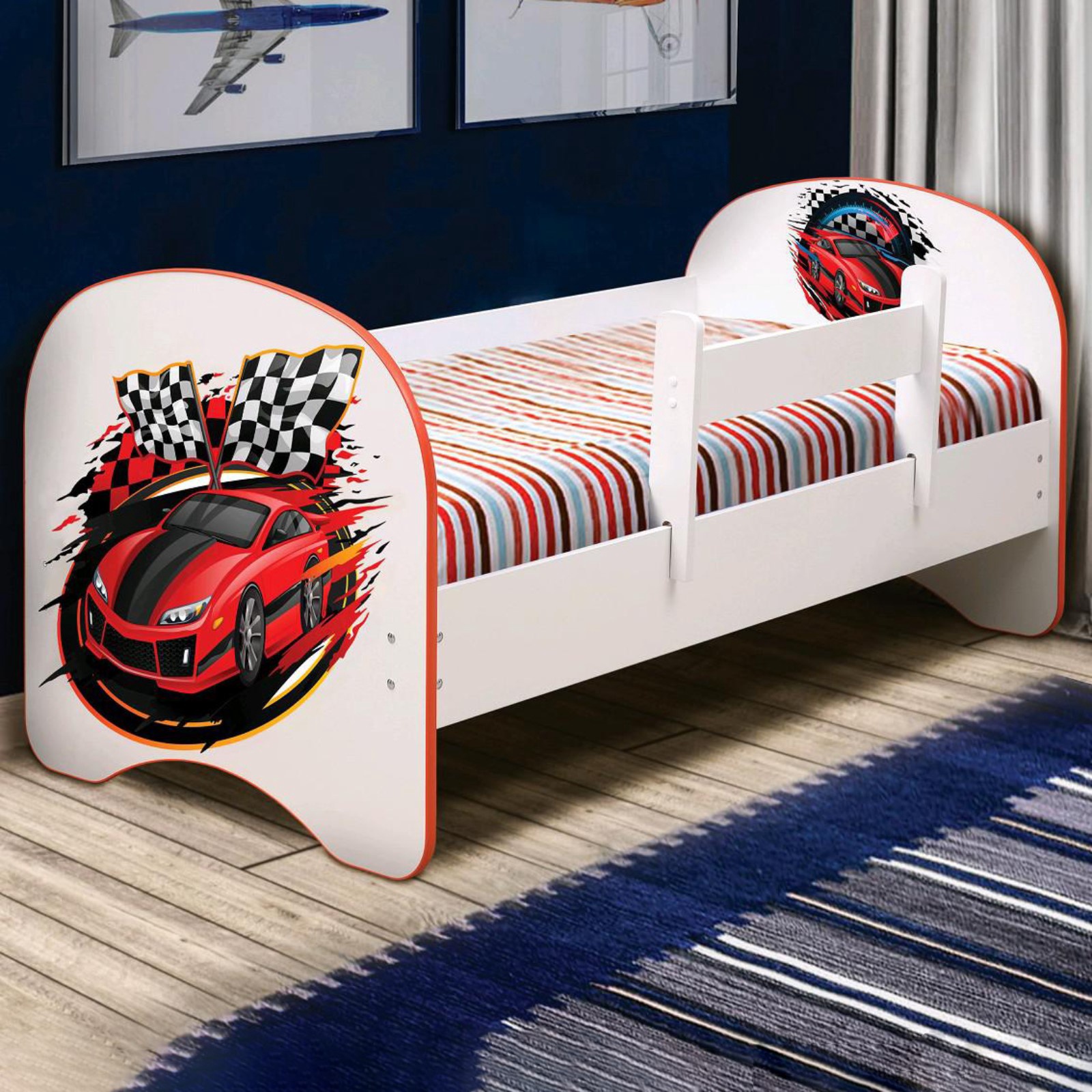 Кровать детская с фотопечатью «Машинка», 1400х700 мм, без ящика, с ...