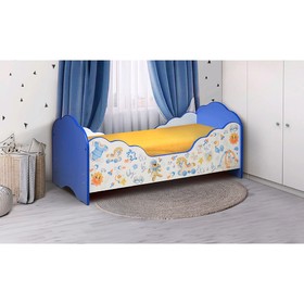 Кровать детская «Малышка №3», 1400 × 600 мм, цвет белый / синий / фотопечать для мальчиков