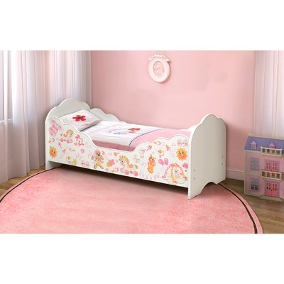 Кровать детская «Малышка №4», 1400х600 мм, лдсп, цвет белый / фотопечать для девочек