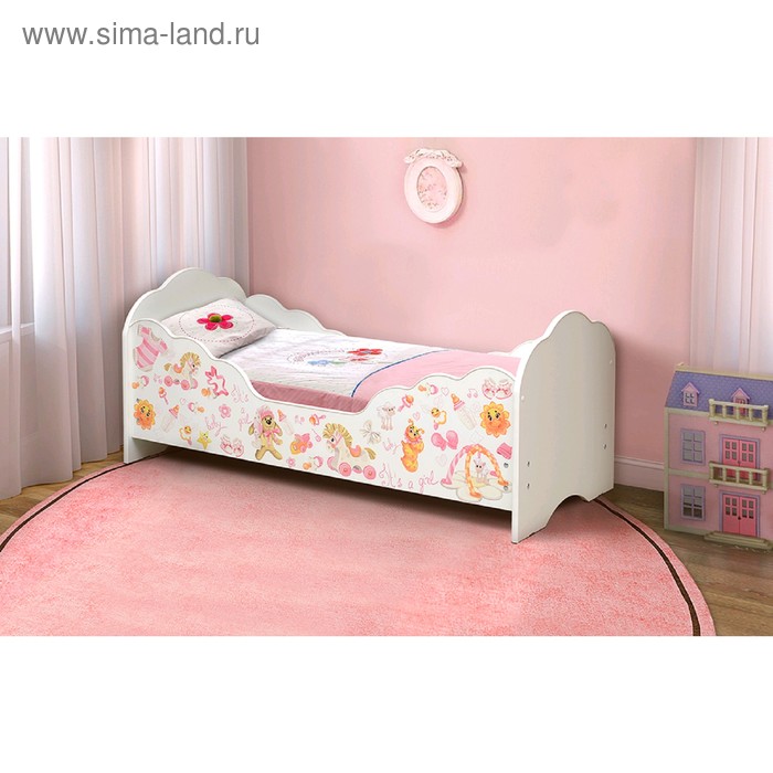 Кровать детская «Малышка №4», 1400х600 мм, лдсп, цвет белый / фотопечать для девочек - Фото 1