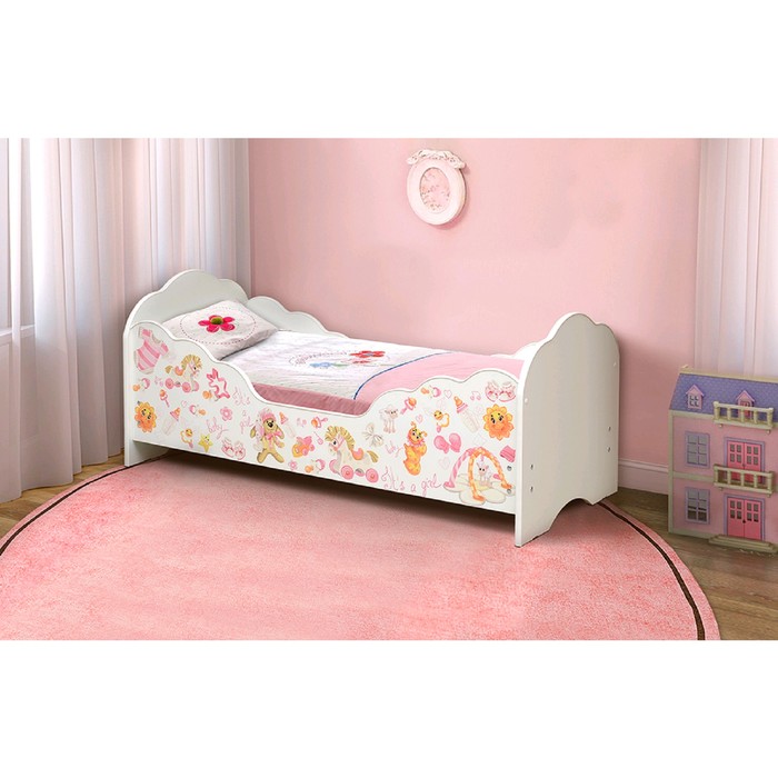 Кровать детская «Малышка №4», 1400х700 мм, лдсп, цвет белый / фотопечать для девочек - фото 1908566085