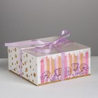 Коробка на 4 капкейка, кондитерская упаковка «Flower patterns», 16 х 16 х 7.5 см - фото 294924264