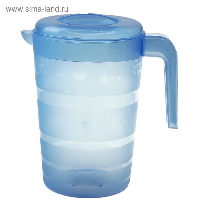Кувшин для воды «Фазенда» 2л голубой прозрачный, с крышкой - Фото 1