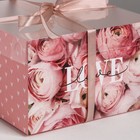 Коробка на 4 капкейка, кондитерская упаковка «LOVE», 16 х 16 х 10 см - Фото 3