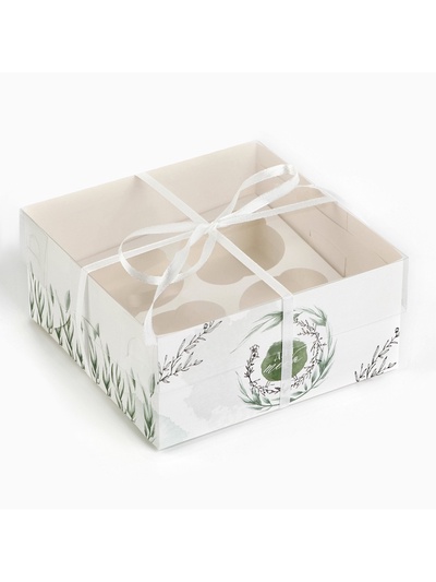 Коробка для капкейка, кондитерская упаковка, 4 ячейки, «Для тебя», 16 х 16 х 7.5 см